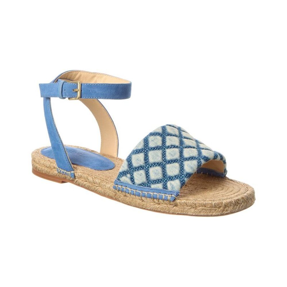 L’Agence Grece Ankle Strap Denim & Suede Sandal, Blue